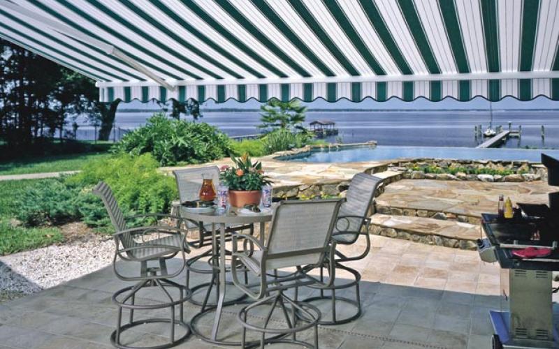 Retractible awnings make your outdoor living space comfortable on sunny days.